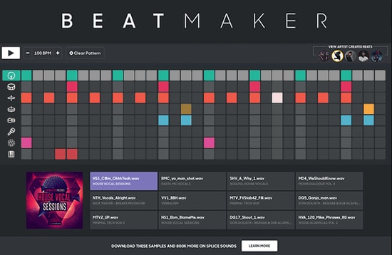 Splice Beat Maker interface (best beat making software)